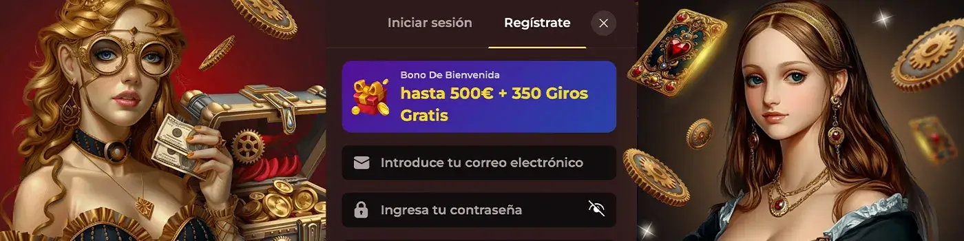 Screenshot des Vincispin Registrierungsformulars mit hervorgehobenen Feldern