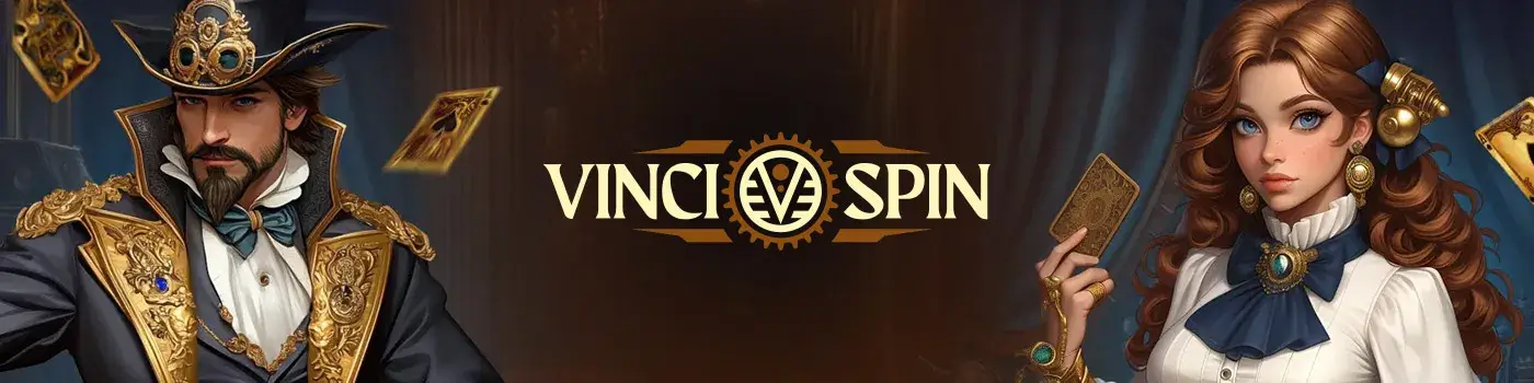 Screenshot der Vincispin Casino Webseite mit Spielauswahl und Bonusangeboten